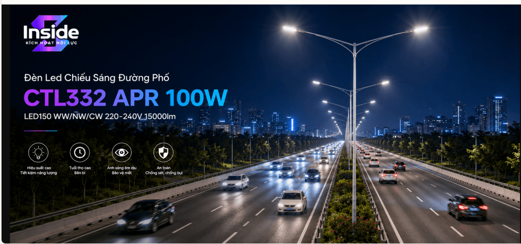 Đèn Led Chiếu Sáng Đường Phố Citilight CTL332 APR 100W Philips Inside