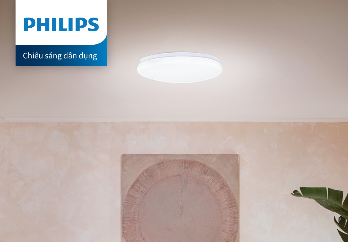 Đèn LED ốp trần phòng khách Philips CL610 All in One đổi màu kèm điều khiển từ xa và đèn bàn học DSK605