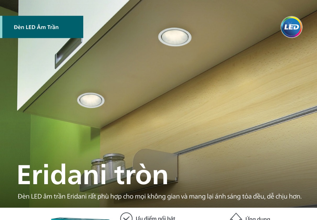 Dòng đèn LED âm trần siêu mỏng Philips Eridani DL190B và Eridani Slim 23mm