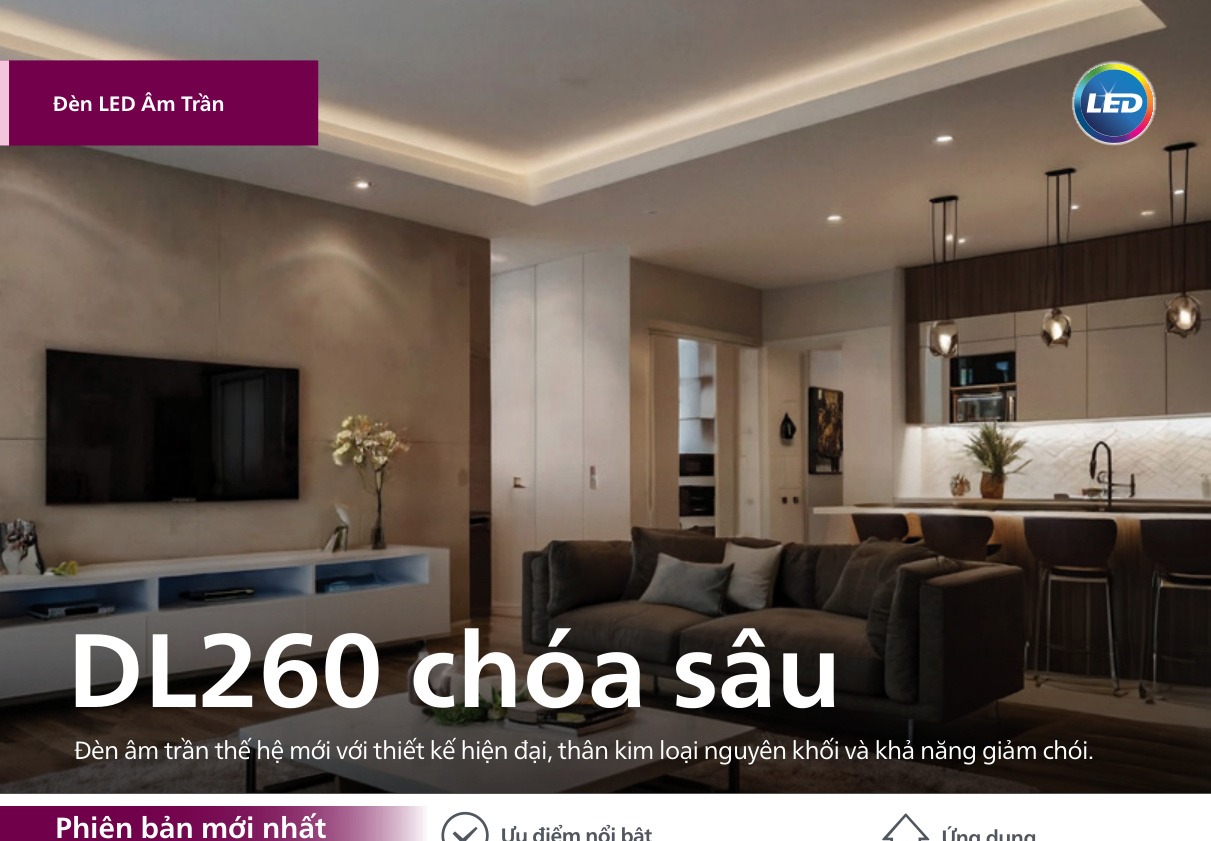 Đèn LED âm trần chóa sâu giảm chói 50% Philips DL260 và Meson Comfort UGR dưới 19